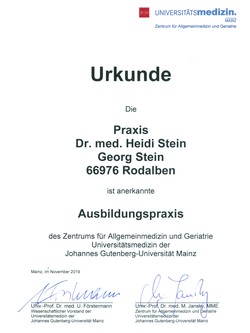 Rosanum zertifizierte akademische Lehrpraxis der Uni Mainz.